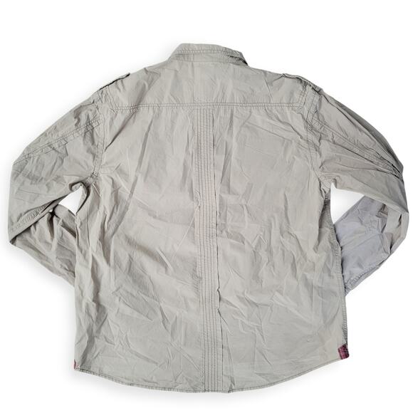 Marc Ecko Cut and Sew Vintage Beige Long Sleeve Button Up Shirt Men Sz XXL - Picture 13 of 16